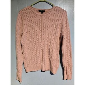 Vintage Ralph Lauren Lauren cable knit sweater. Pink putty color
